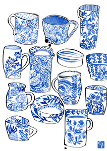 Blue & White Ceramics Giclée Art Print