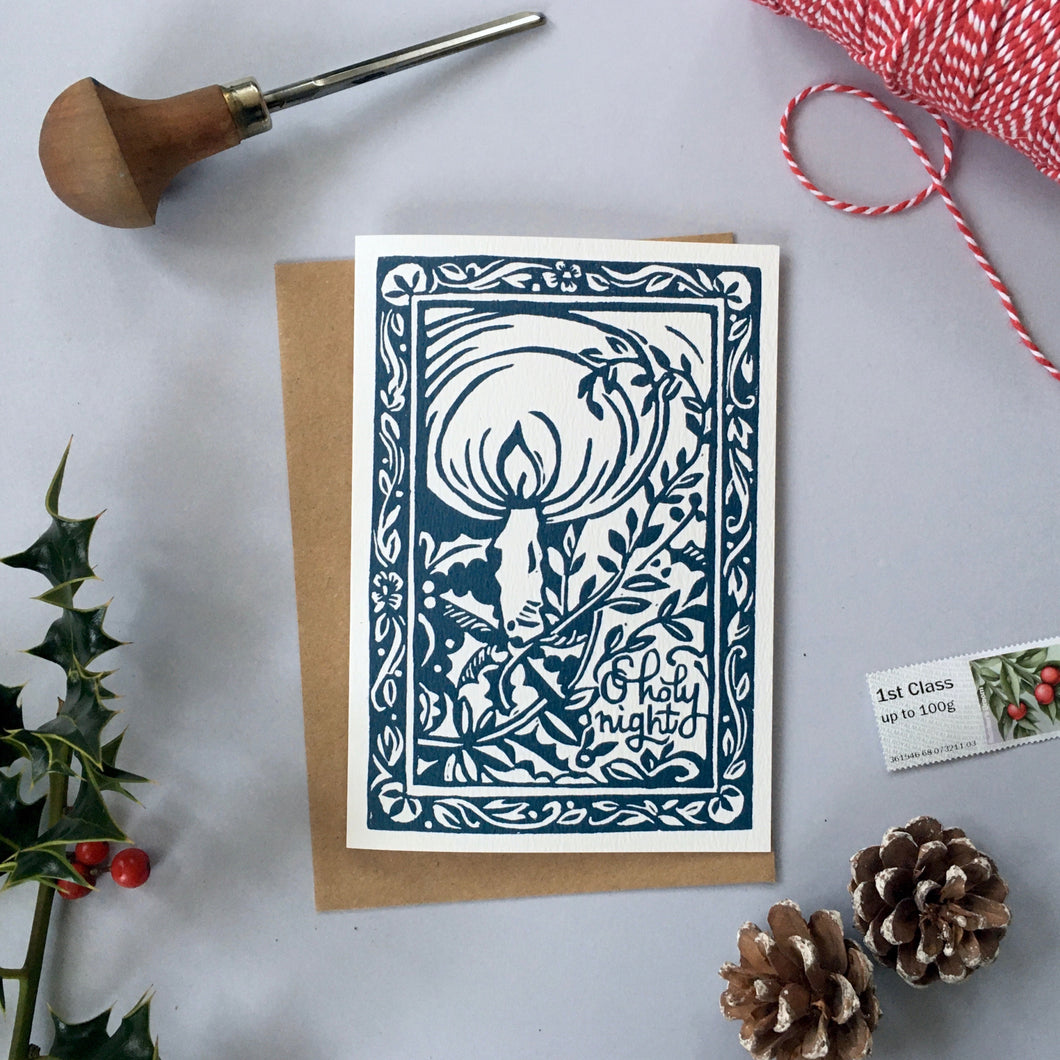 Christmas Candle Illustrated Greetings Card