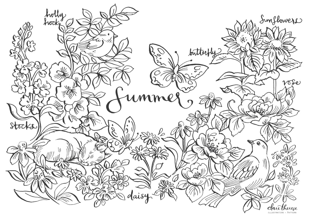 SUMMER free colouring printable - Download below