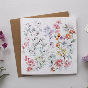 Spring Floral Illustrated Greetings Card