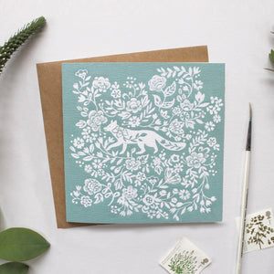 Floral Fox Illustrated Greetings Card
