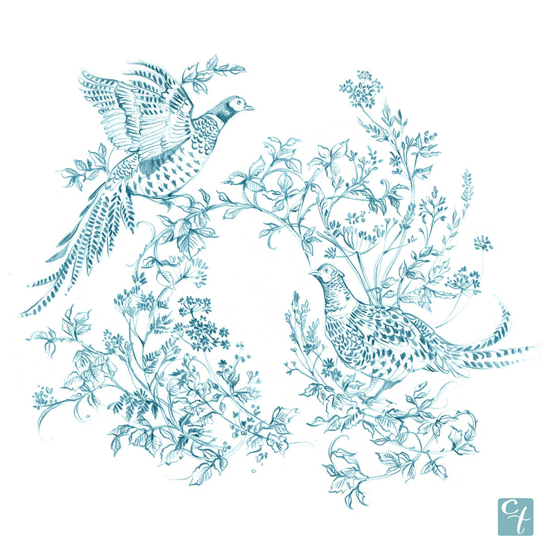 Hedgerow Pheasants Giclée Art Print