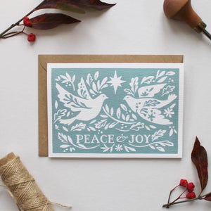 Green Peace & Joy Illustrated Greetings Card